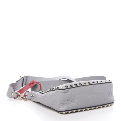 Valentino Garavani Pebbled Calfskin Mini Rockstud Flip-Lock Messenger Bag Pastel Grey 4 of 9