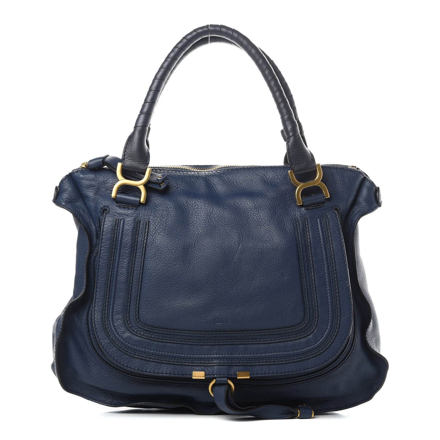 Calfskin Large Marcie Satchel Royal Navy
