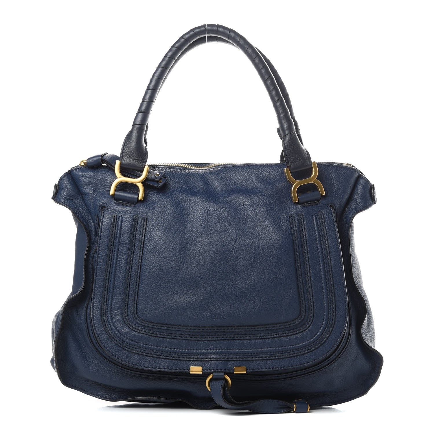 Chloe Calfskin Large Marcie Satchel Royal Navy 1 of 14