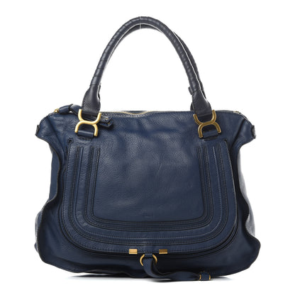 Chloe Calfskin Large Marcie Satchel Royal Navy 1 of 14