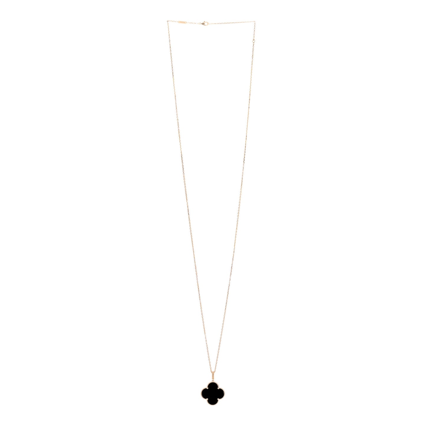 18K Yellow Gold Black Onyx Magic Alhambra Pendant Necklace