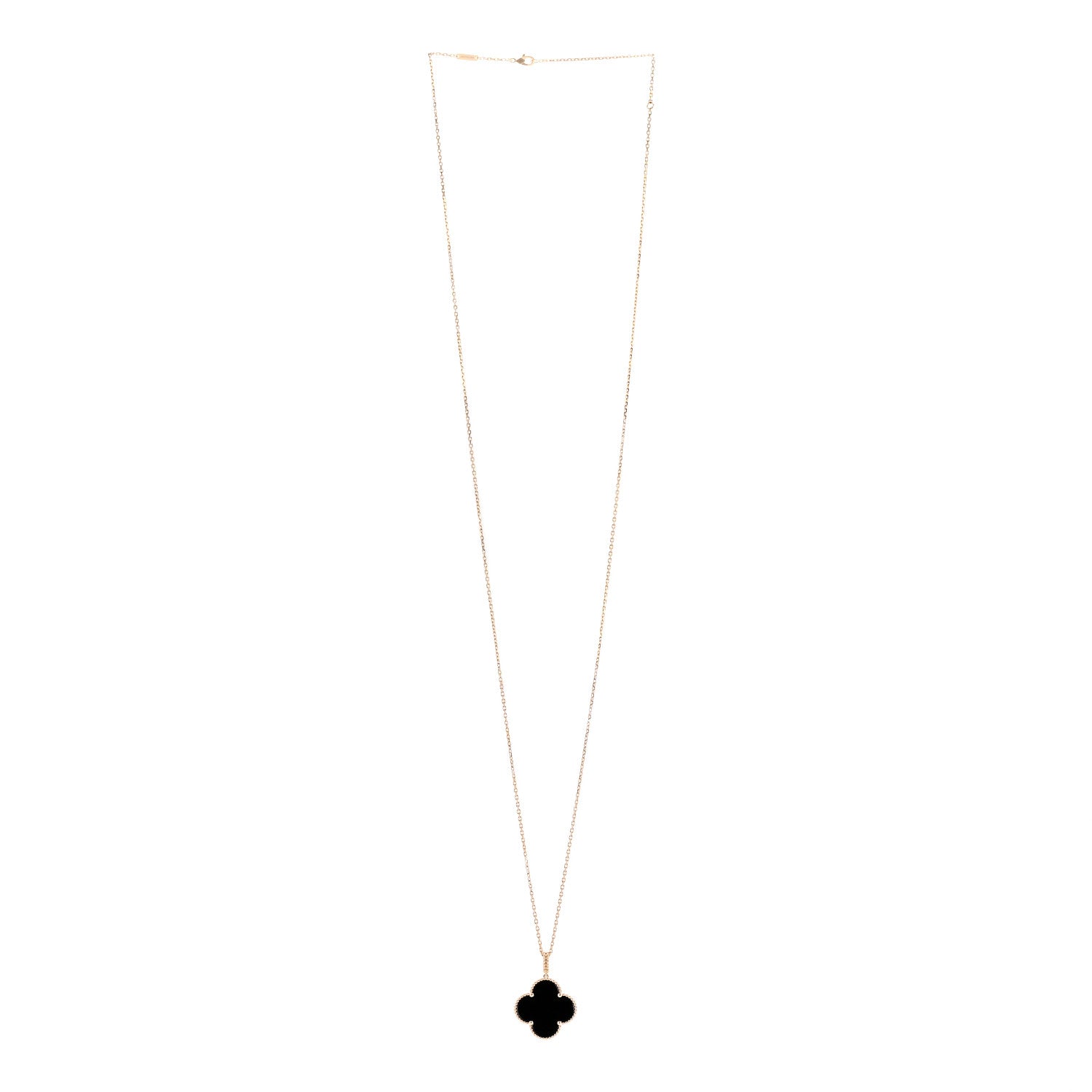 Van Cleef & Arpels 18K Yellow Gold Black Onyx Magic Alhambra Pendant Necklace 3 of 6