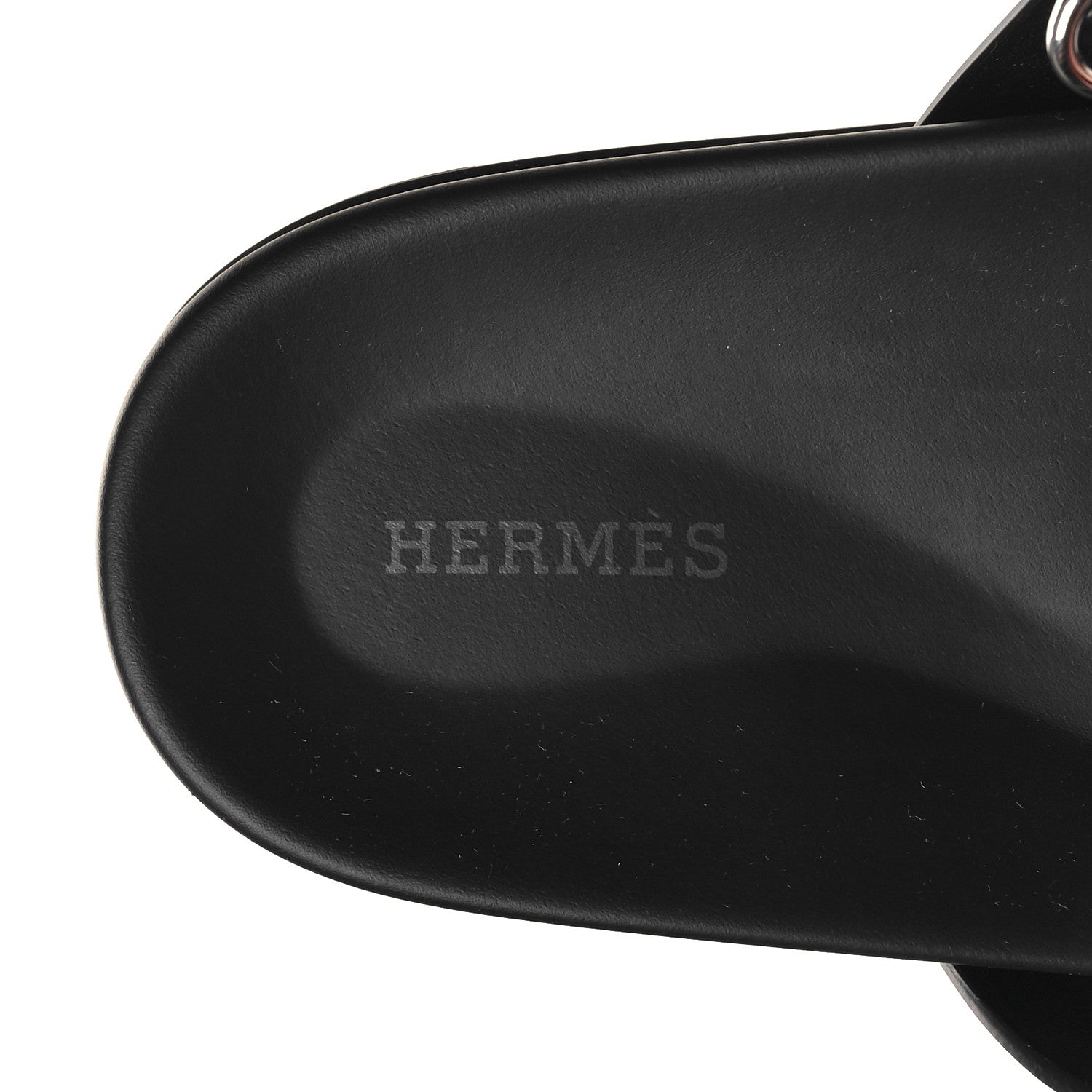 Hermes Calfskin Womens Chypre Sandals 40.5 Black 8 of 9