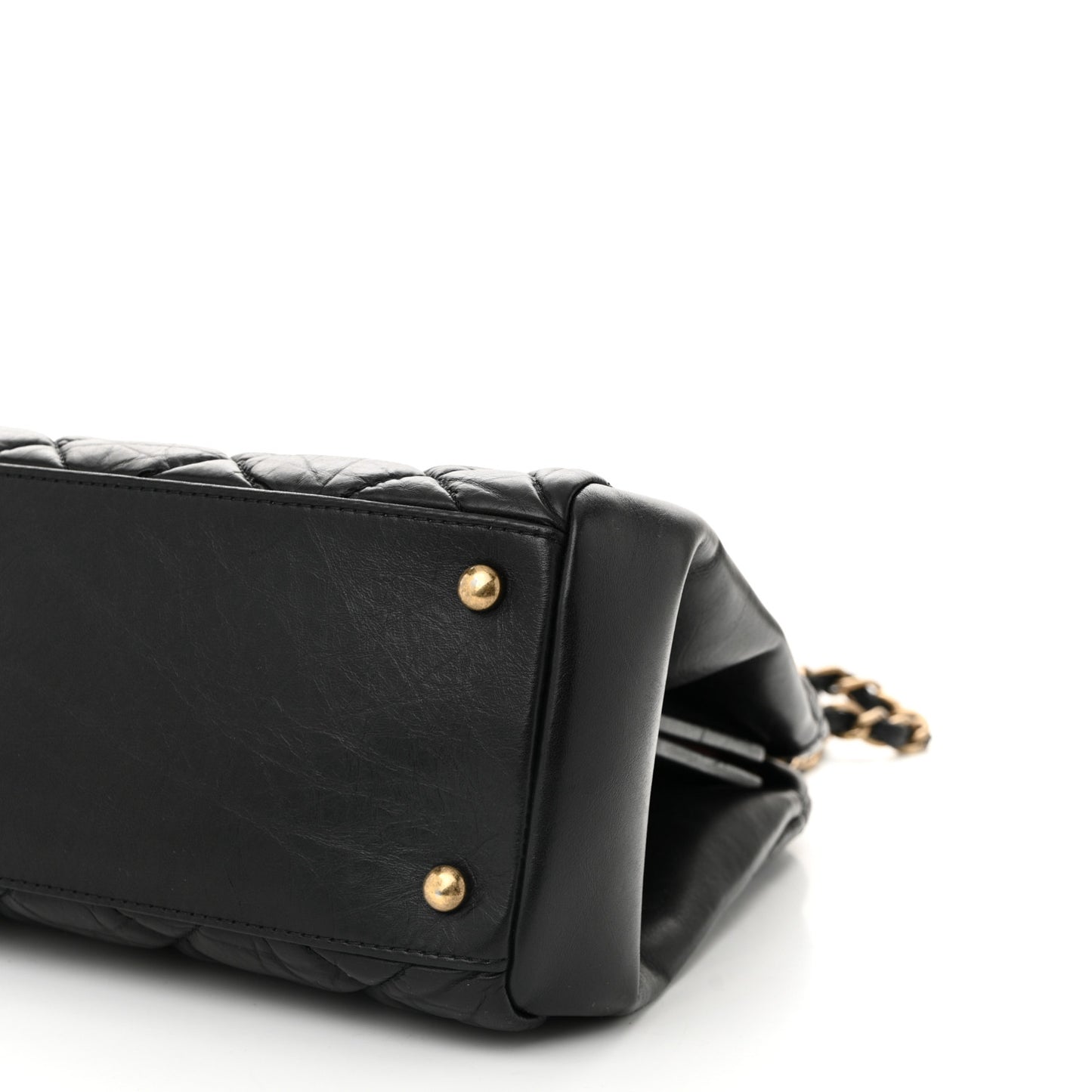 Aged Calfskin Large Just Mademoiselle Bowling Bag Black