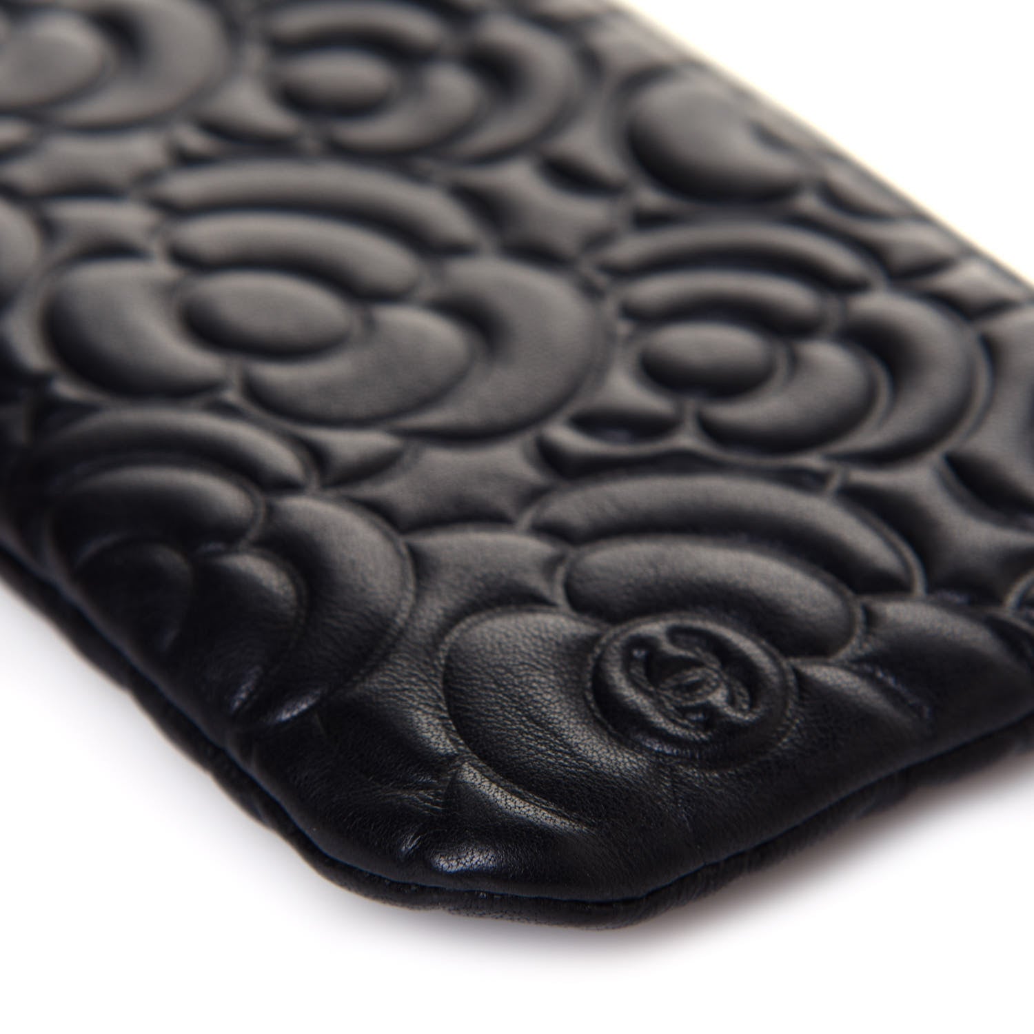 Chanel Goatskin Camellia Embossed Cosmetic Pouch Black 12 of 12