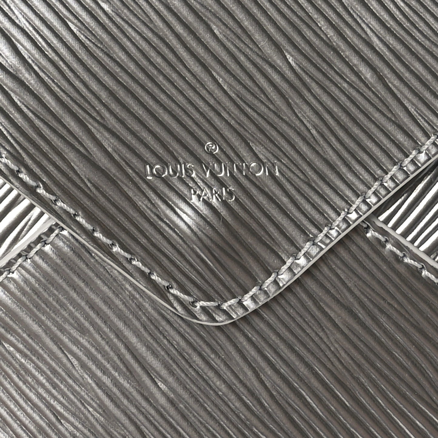 Metallic Epi Invitation Envelope Clutch Silver