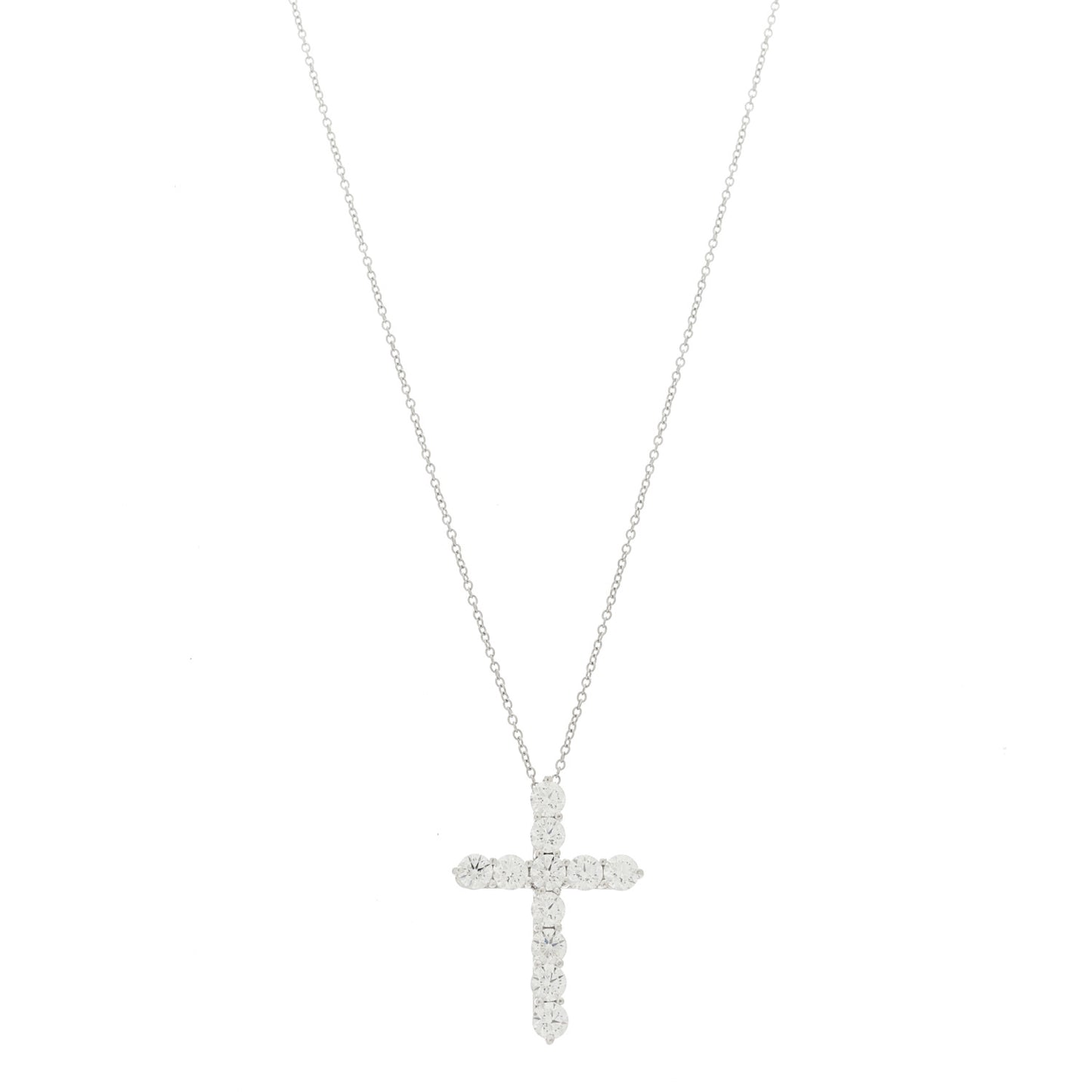 Platinum Diamond Large Cross Pendant Necklace