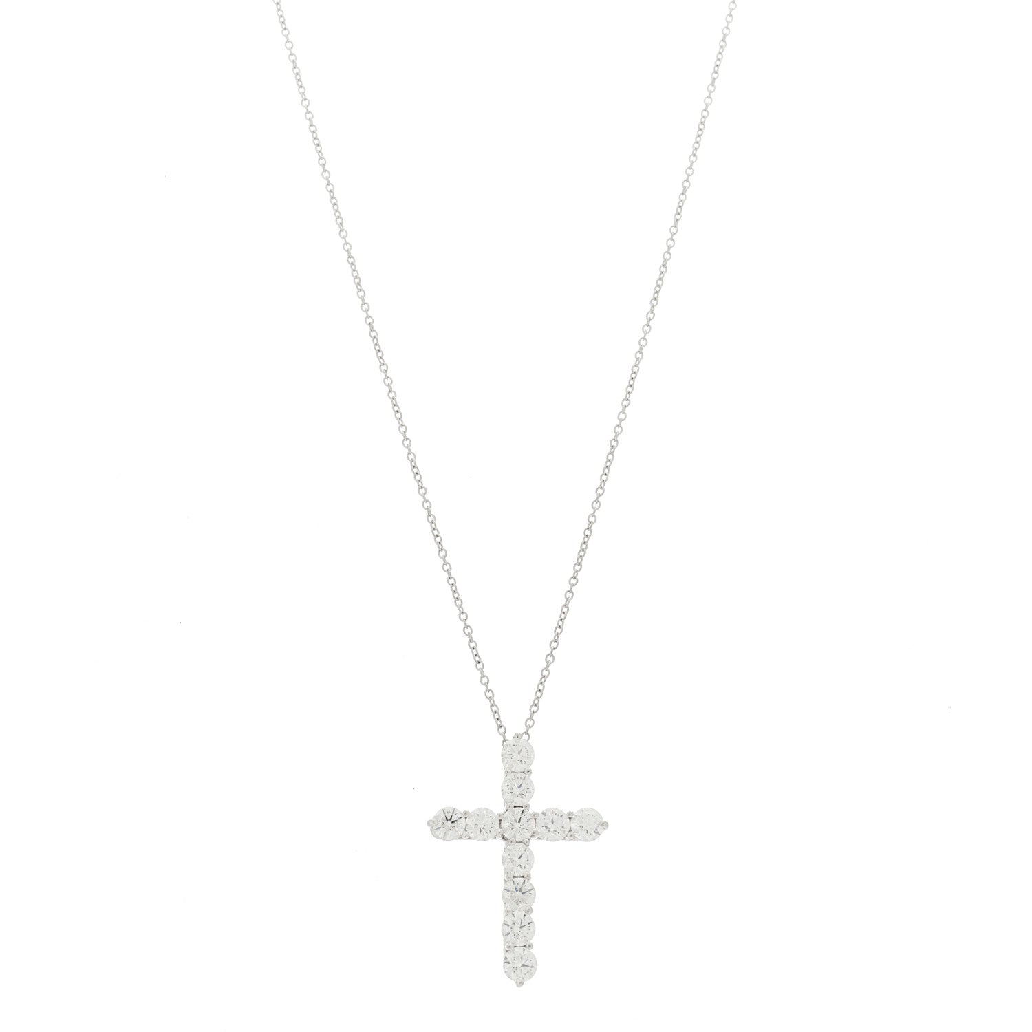 Tiffany Platinum Diamond Large Cross Pendant Necklace 1 of 6