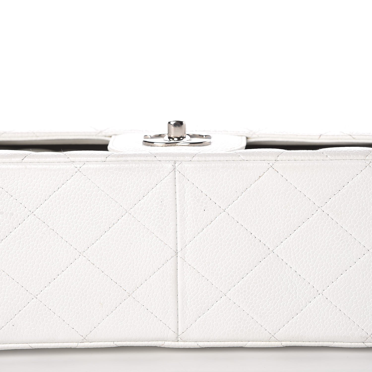 Chanel Caviar Quilted Jumbo Double Flap White 10 of 12