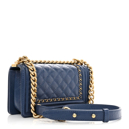 Chanel Aged Calfskin Quilted Small Jacket Boy Flap Navy 3 of 8