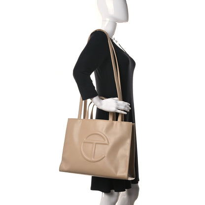 Telfar Vegan Leather Medium Shopping Bag Cream 2 of 14