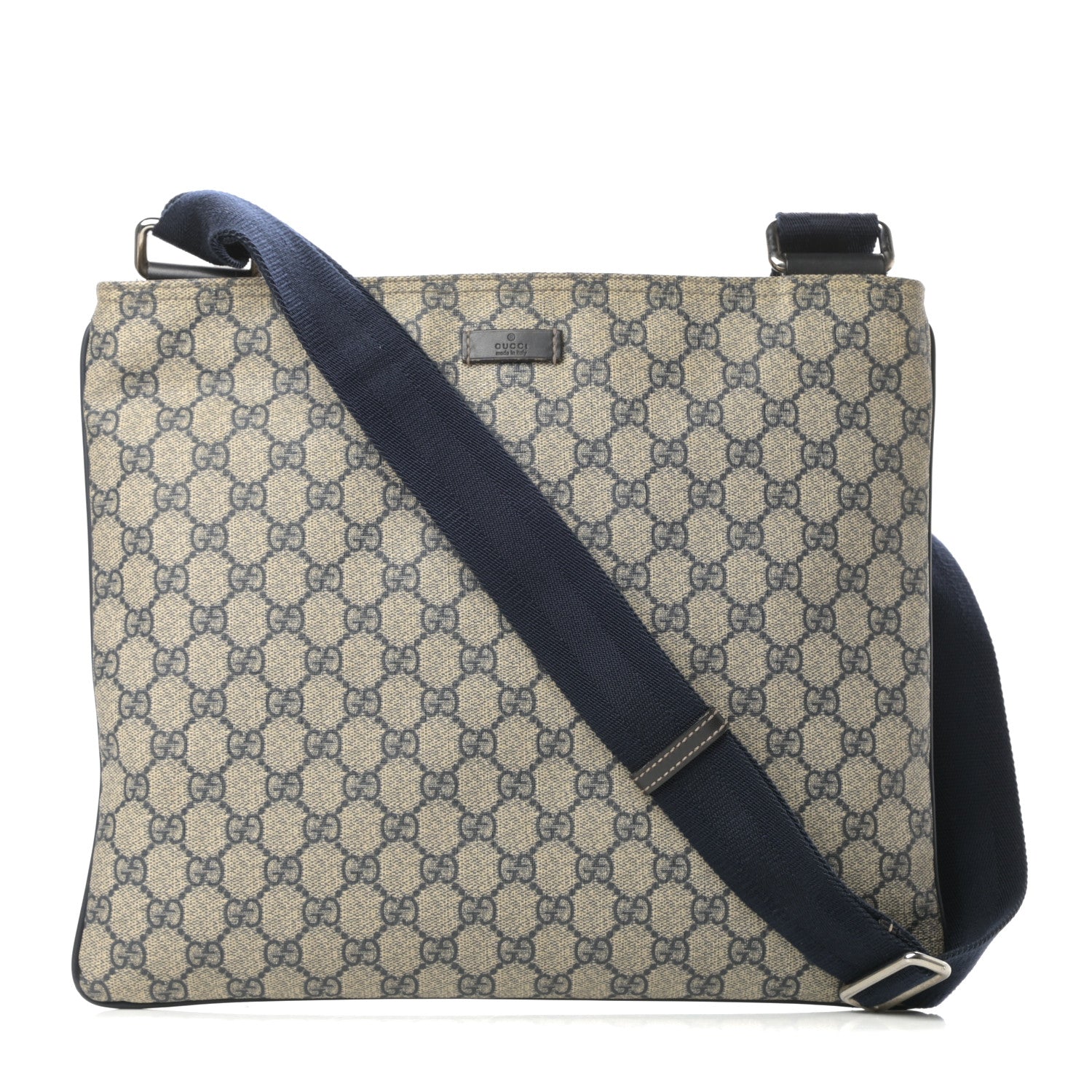 Gucci GG Plus Monogram Large Flat Messenger Bag Beige Blue 1 of 14