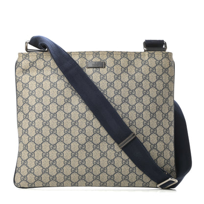 Gucci GG Plus Monogram Large Flat Messenger Bag Beige Blue 1 of 14
