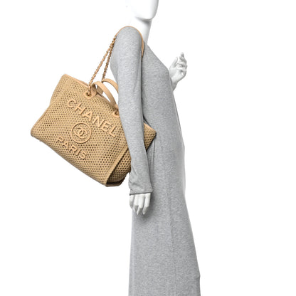 Chanel Straw Suede Calfskin Medium Deauville Tote Beige 2 of 11