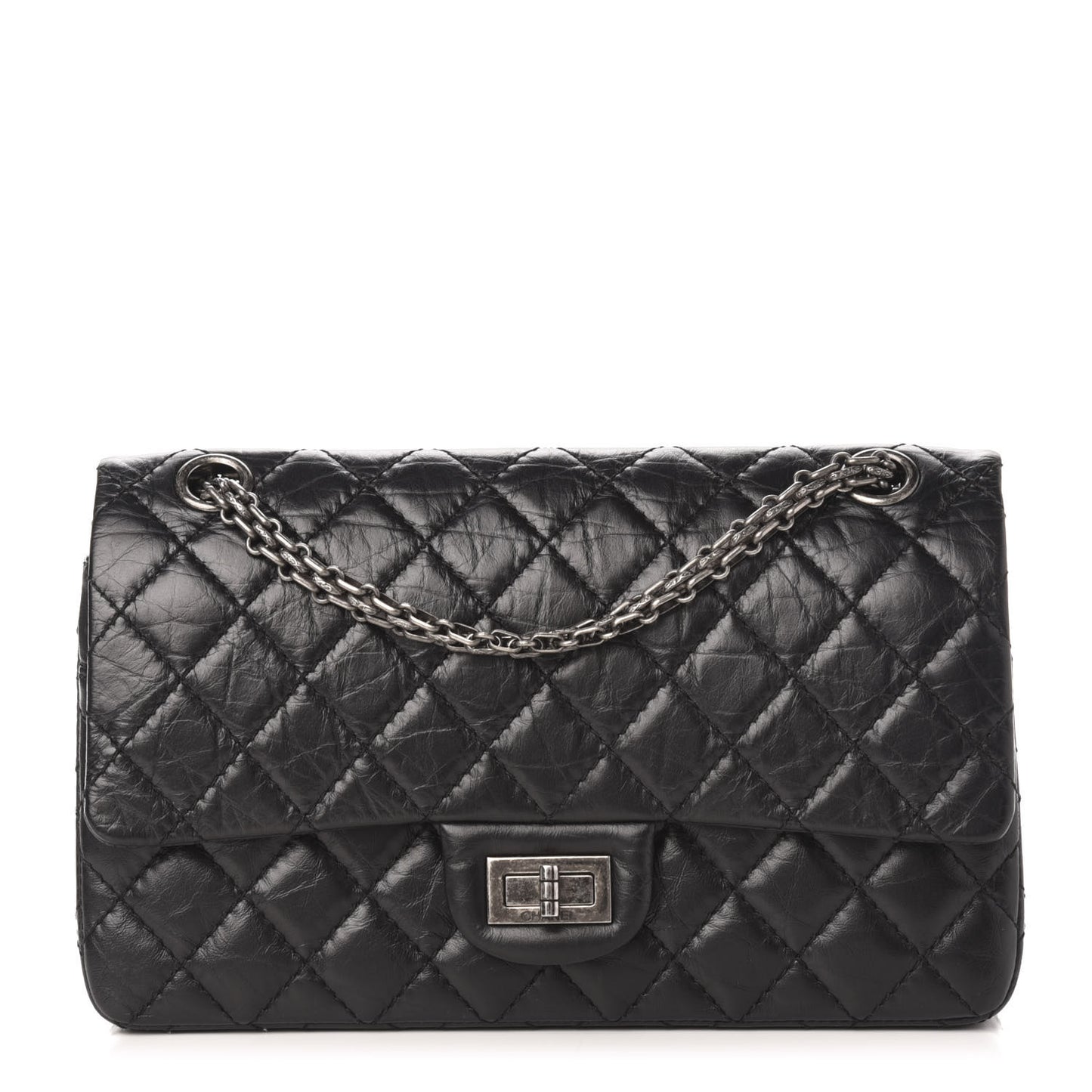 Aged Calfskin Quilted 2.55 Reissue 225 Flap Black