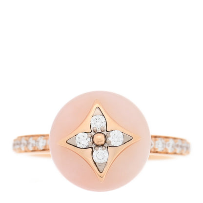 Louis Vuitton 18K Pink Gold Diamond Pink Opal Color Blossom Pave Ring 49 5 1 of 4