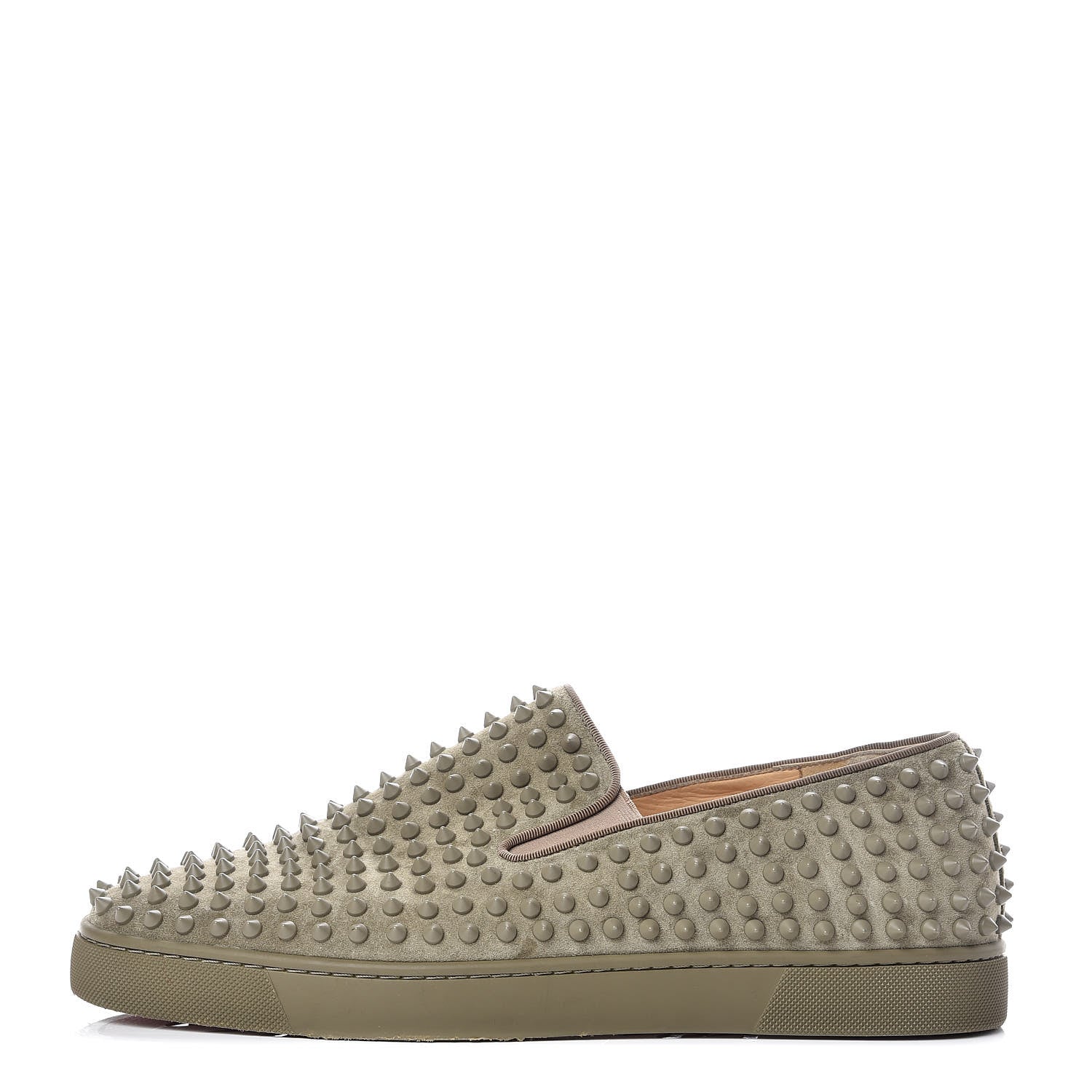 Christian Louboutin Suede Spikes Mens Roller Boat Flats 44.5 Vert 1 of 15