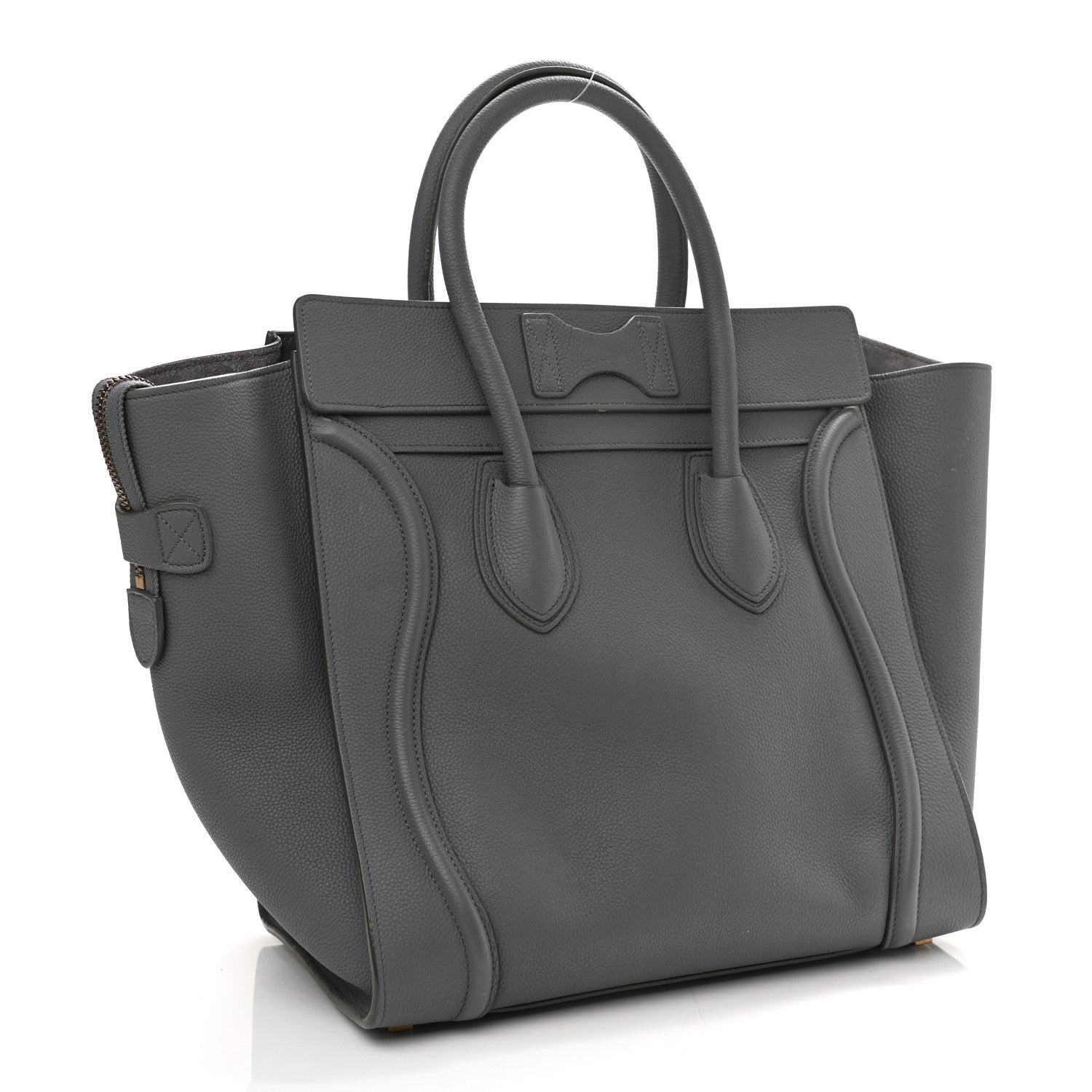 Celine Drummed Calfskin Mini Luggage Kohl 3 of 10