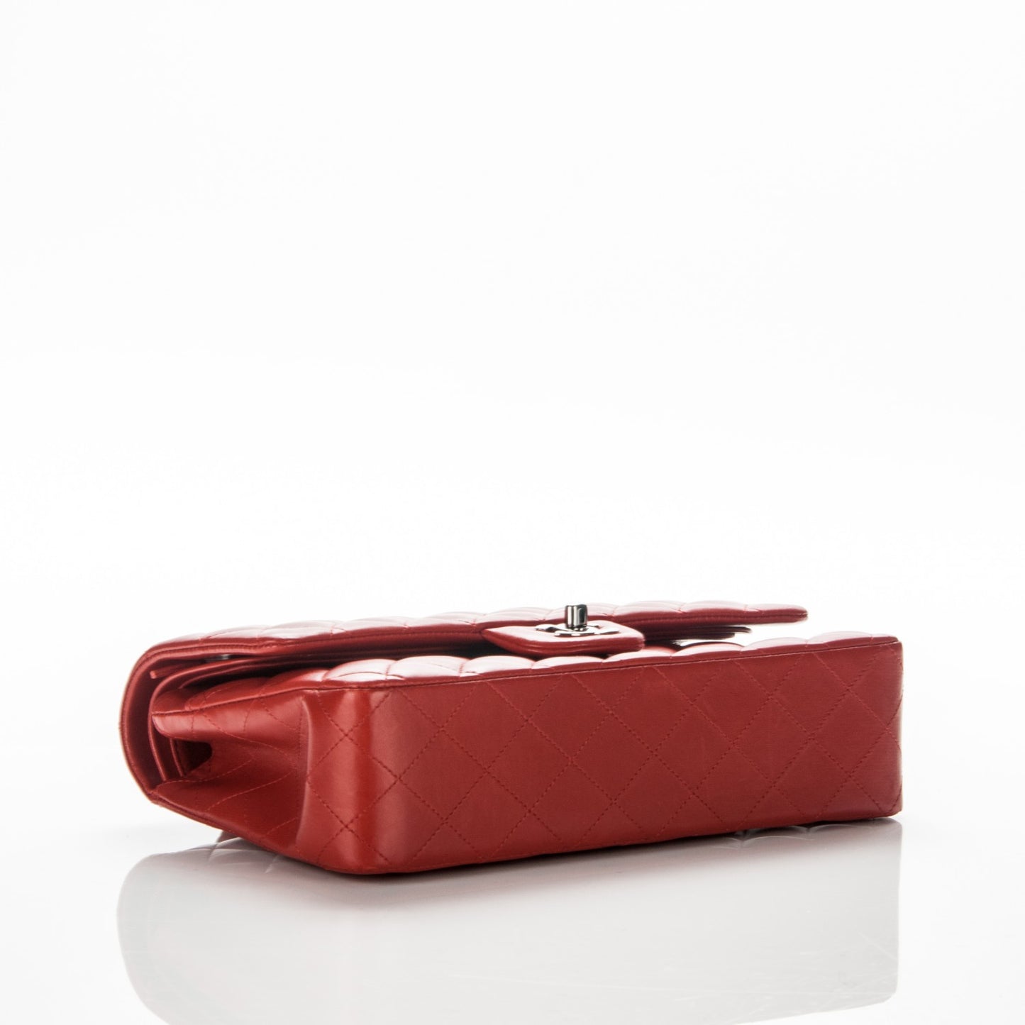 Lambskin Quilted Medium Double Flap Red