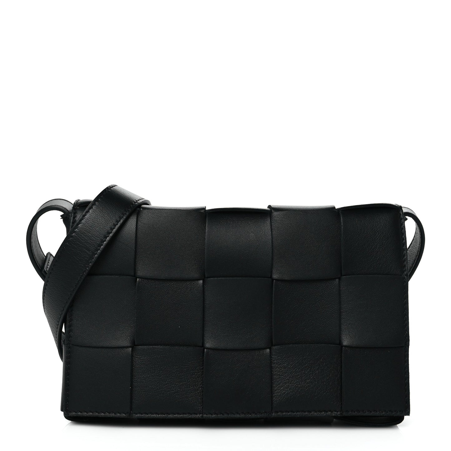 Lambskin Maxi Intrecciato Cassette Crossbody Bag Black