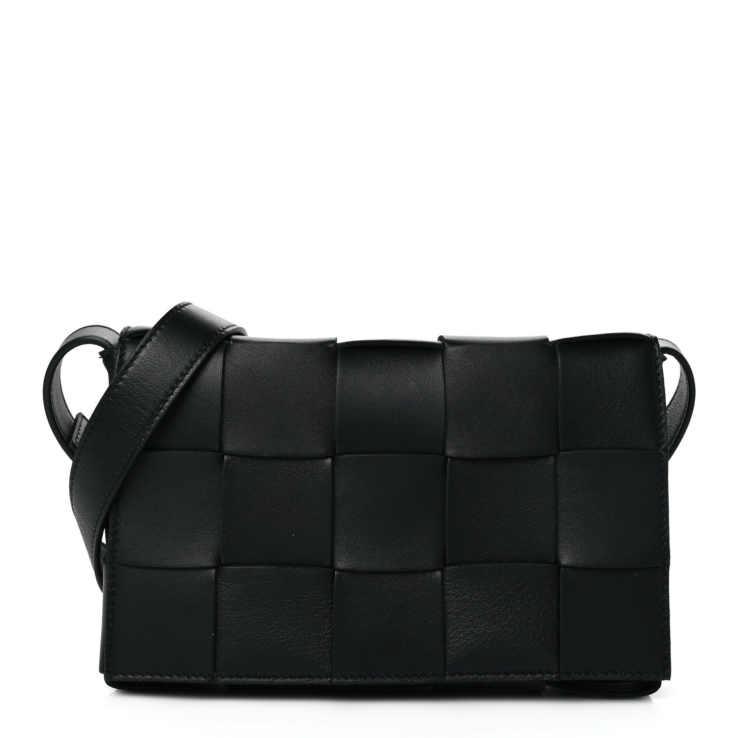 Bottega Veneta Lambskin Maxi Intrecciato Cassette Crossbody Bag Black 1 of 9