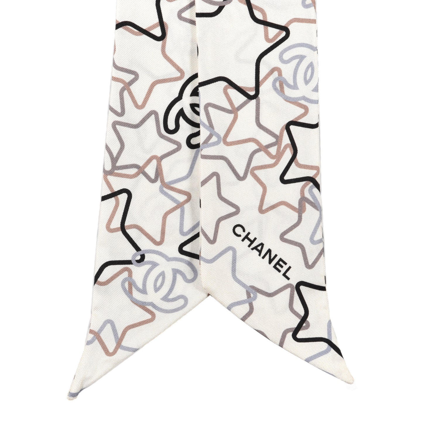 Silk CC Slim Bandeau Scarf White Multicolor