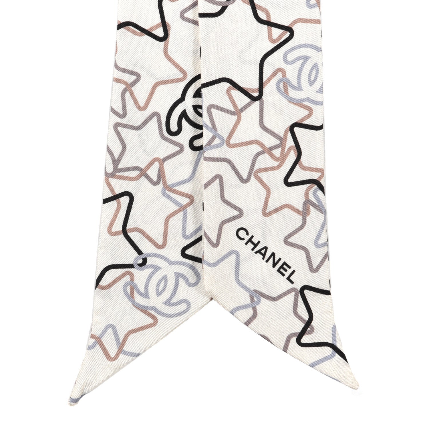 Chanel Silk CC Slim Bandeau Scarf White Multicolor 2 of 3