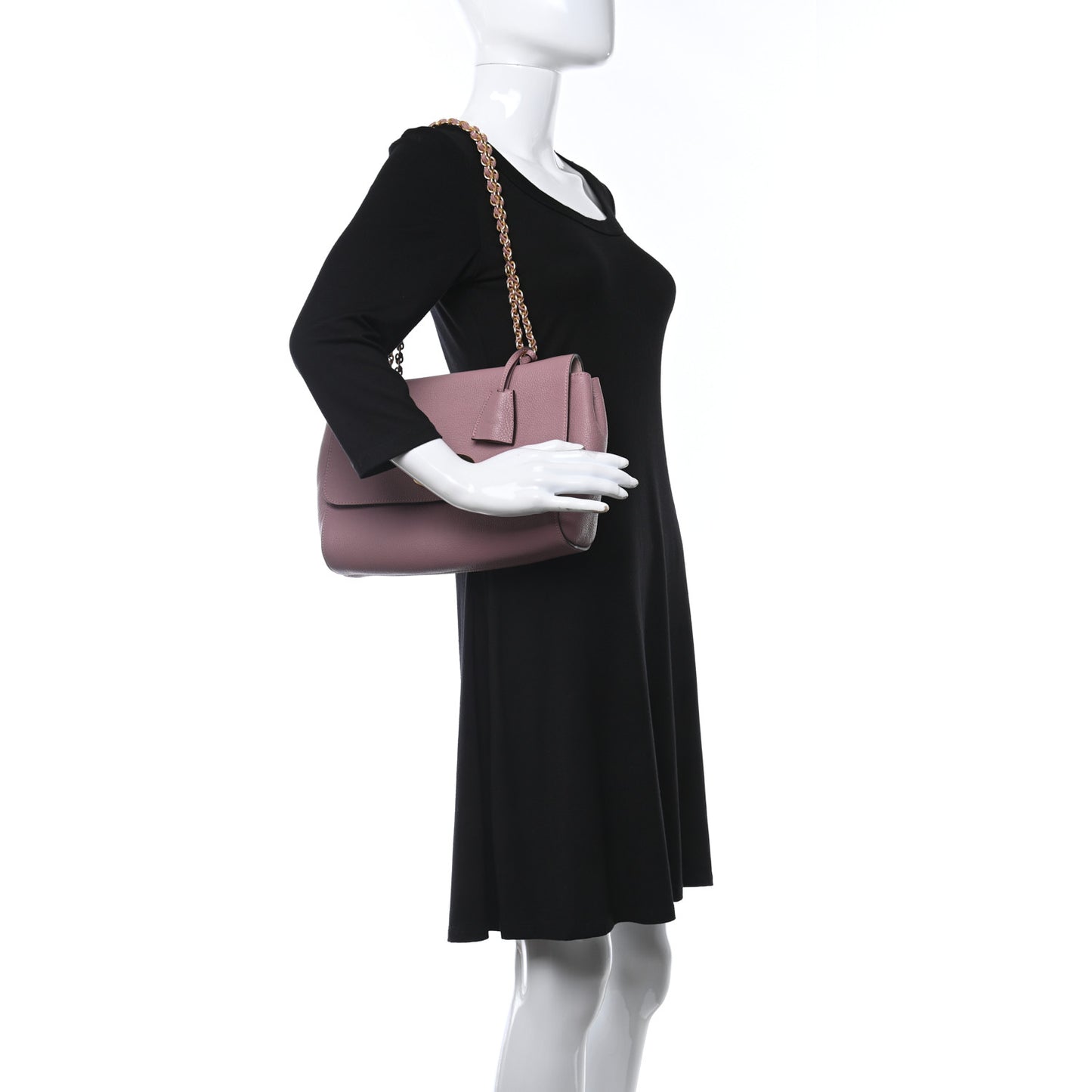 Calfskin Goat Medium Lily Flap Dark Blush