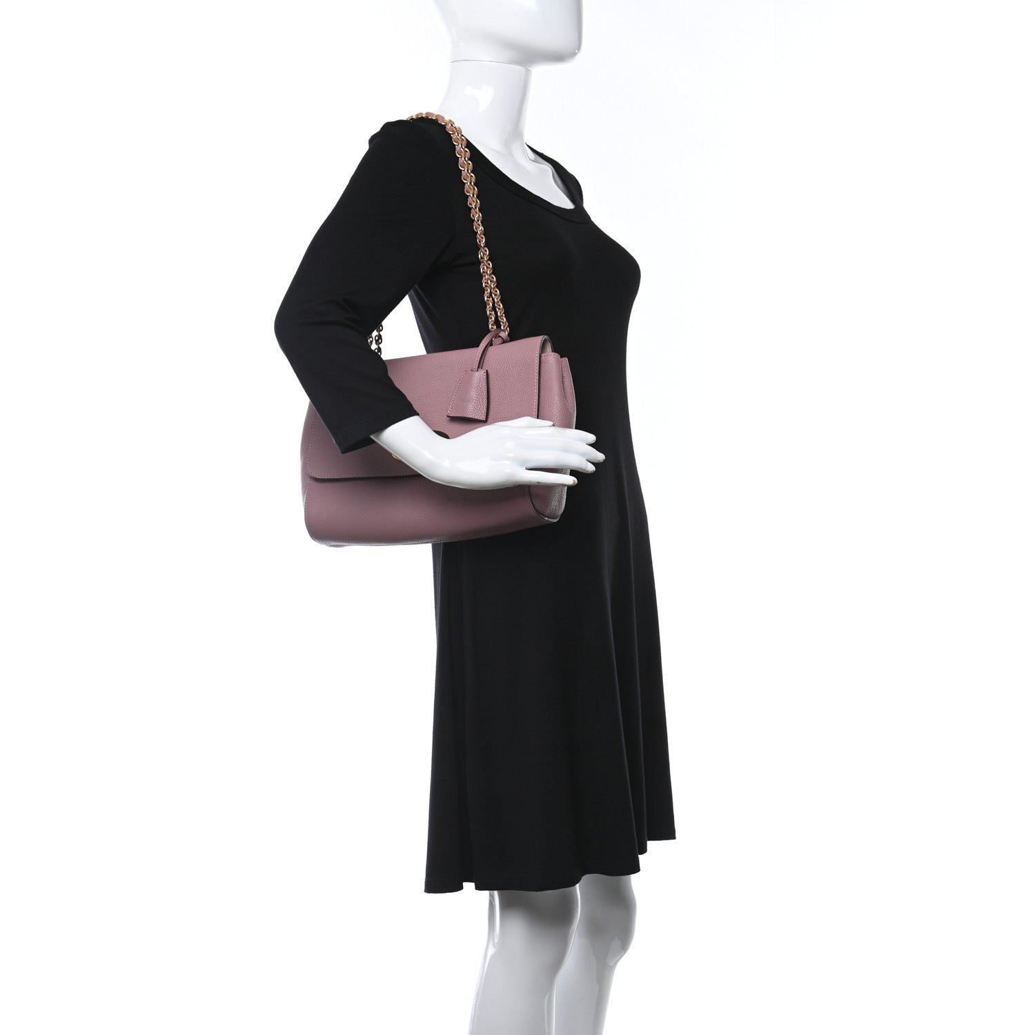 Mulberry Calfskin Goat Medium Lily Flap Dark Blush 3 of 9