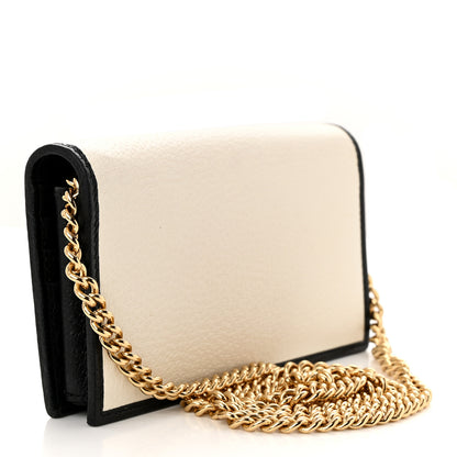Gucci X ADIDAS Textured Dollar Calfskin Trefoil Embossed Wallet On Chain Off White Black 3 of 17