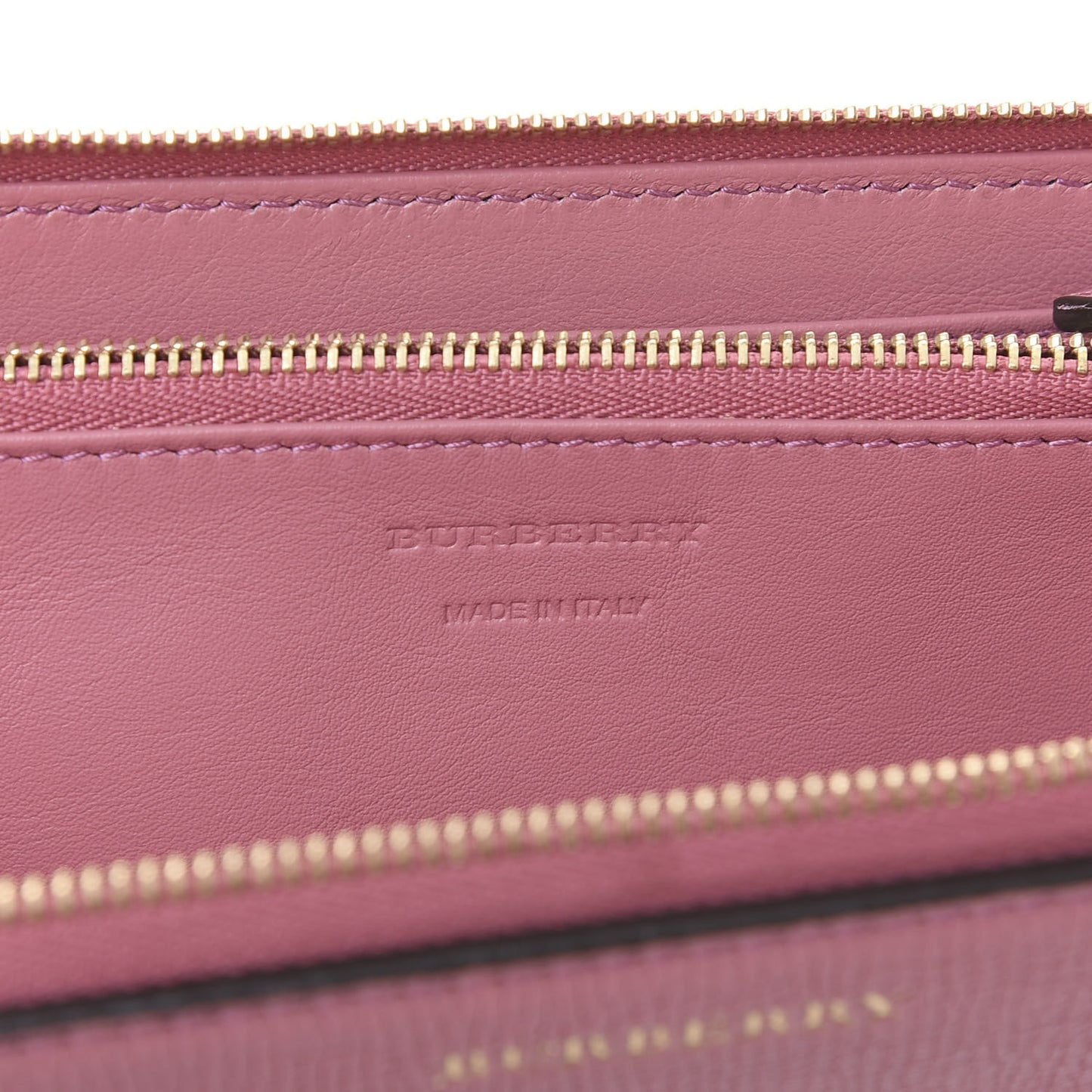 Grainy Calfskin House Check Elmore Zip Around Wallet Mauve Pink
