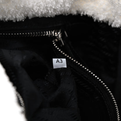 Prada Terry Cloth Tote Bag White Black 7 of 9