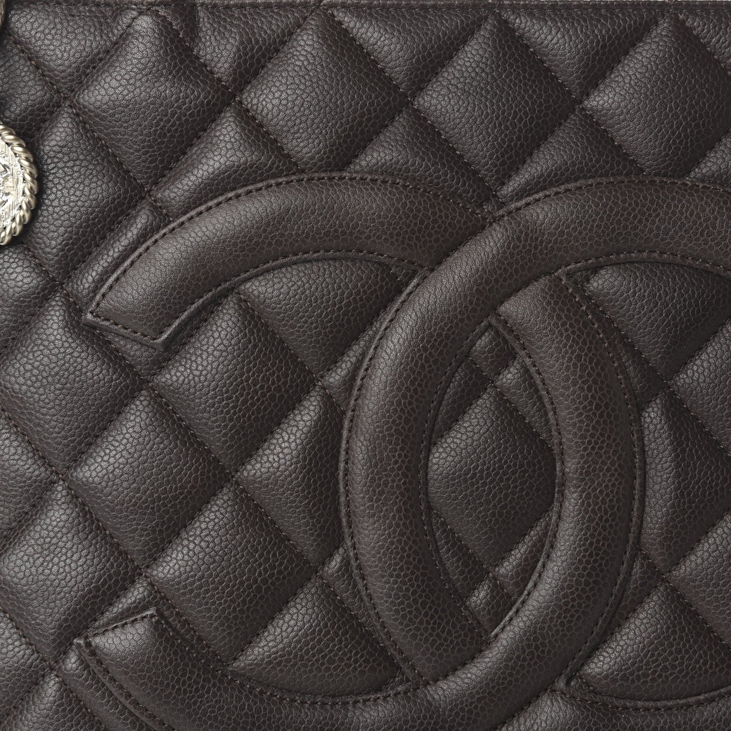 Chanel Caviar Quilted Medallion Tote Dark Brown 10 of 10