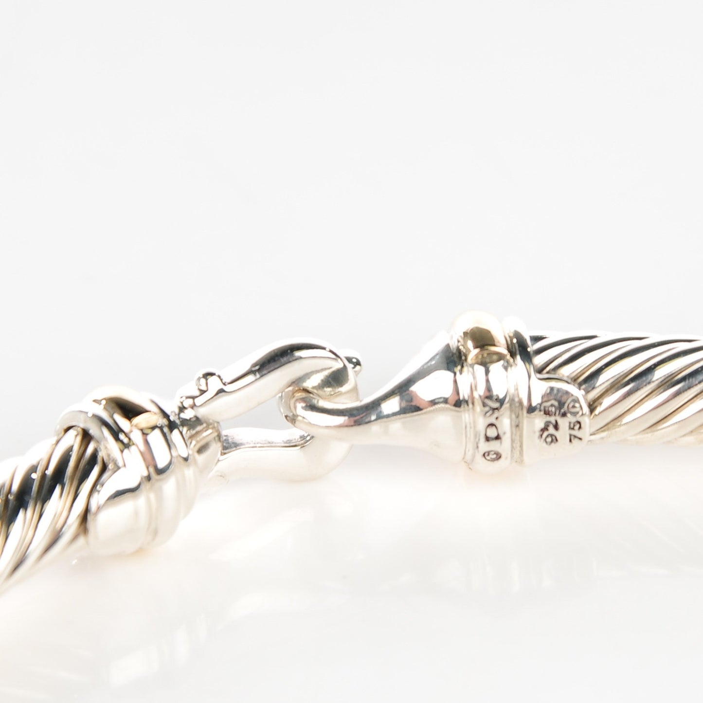 Sterling Silver 18K Yellow Gold 5mm Cable Classic Buckle Bracelet