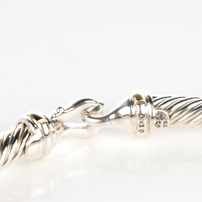 David Yurman Sterling Silver 18K Yellow Gold 5mm Cable Classic Buckle Bracelet 4 of 5