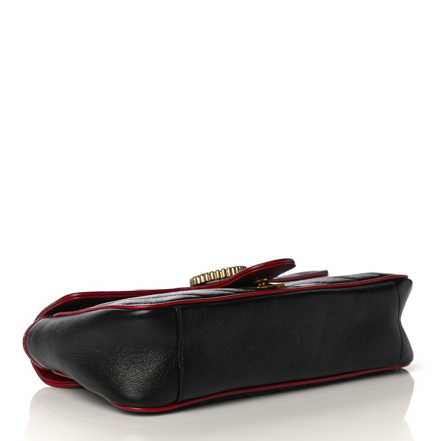Gucci Vintage Effect Calfskin Matelasse Diagonal Small Torchon GG Marmont Shoulder Bag Black Romantic Cherry 4 of 11