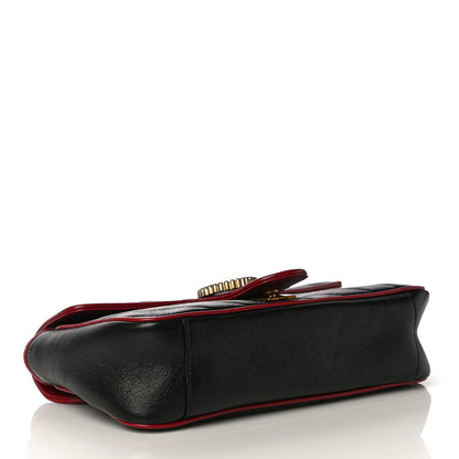 Gucci Vintage Effect Calfskin Matelasse Diagonal Small Torchon GG Marmont Shoulder Bag Black Romantic Cherry 4 of 11