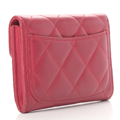 Chanel Lambskin Quilted Flap Card Holder Wallet Dark Pink 3 of 12