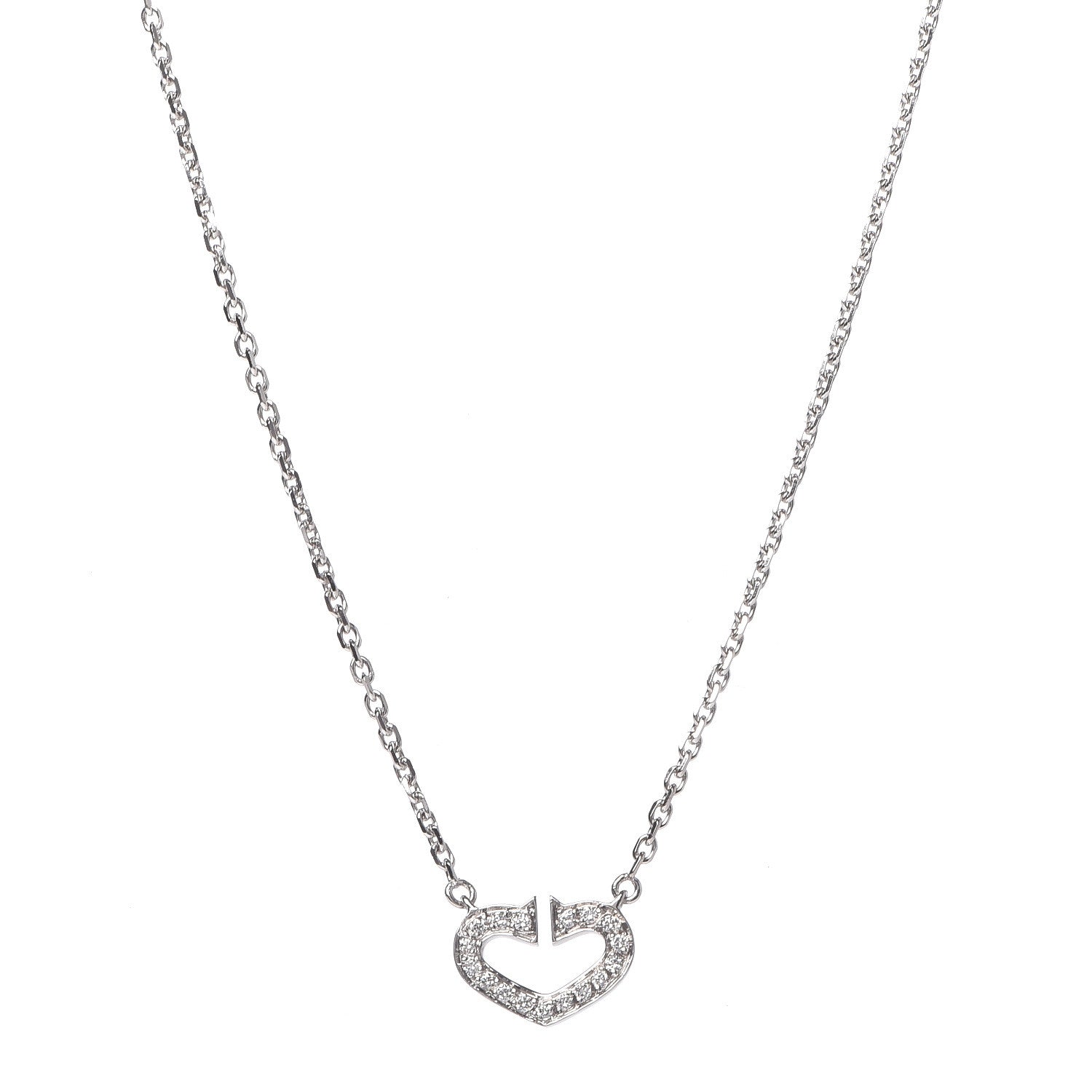 Cartier 18K White Gold Diamond Small Hearts and Symbols Pendant Necklace 4 of 7