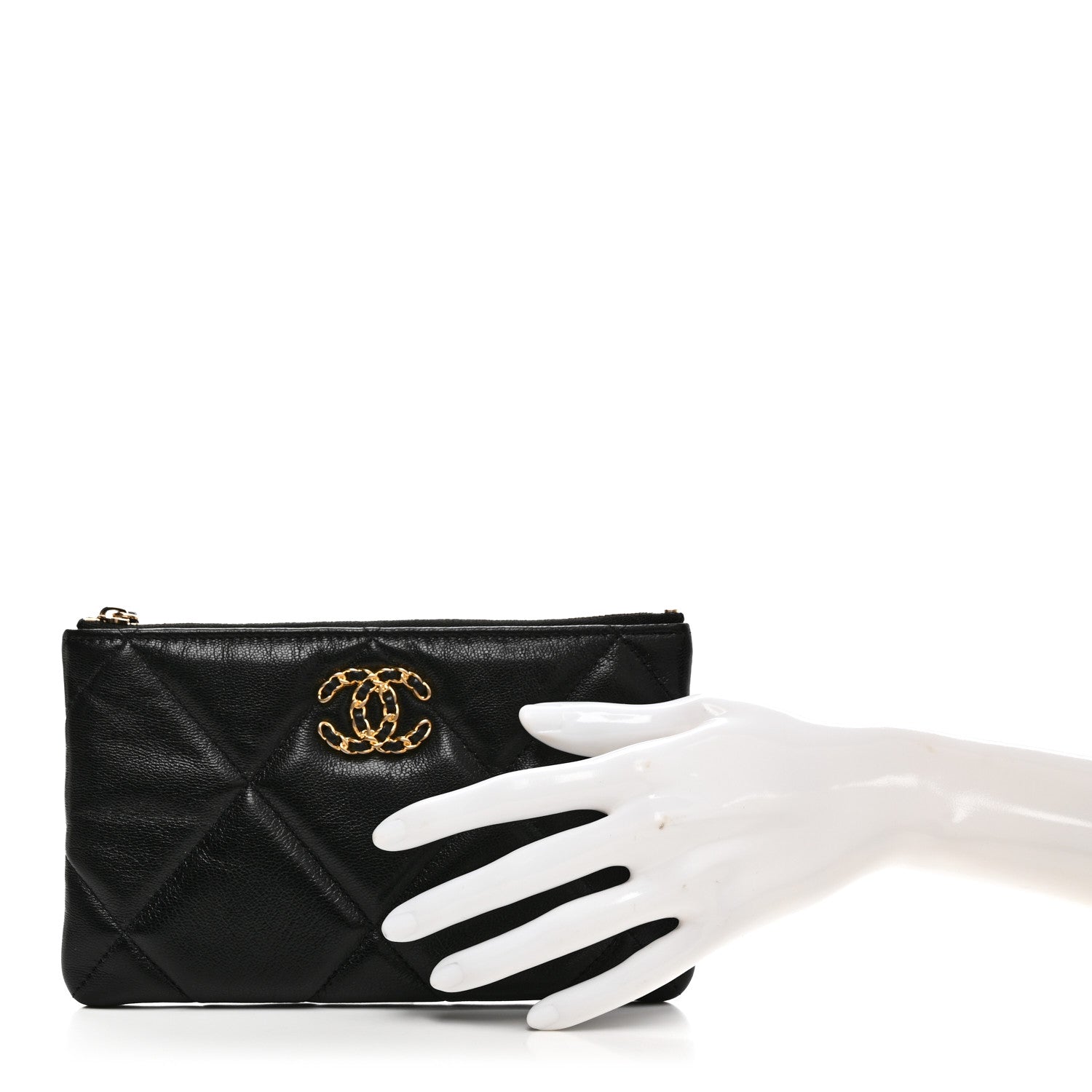 Chanel Goatskin Quilted Chanel 19 Cosmetic Case Black 2 of 11