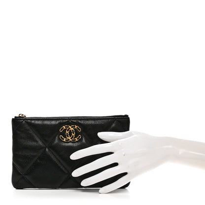 Chanel Goatskin Quilted Chanel 19 Cosmetic Case Black 2 of 11