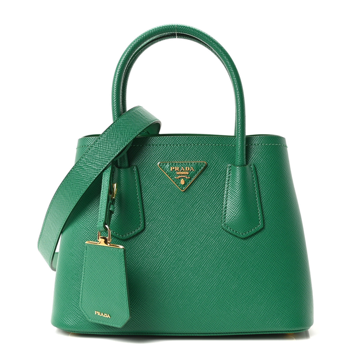 Prada Saffiano Cuir Mini Double Bag Mango 1 of 9