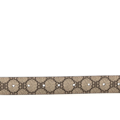 Gucci X BALENCIAGA BB Supreme Monogram Belt 80 32 Beige Ebony 6 of 7