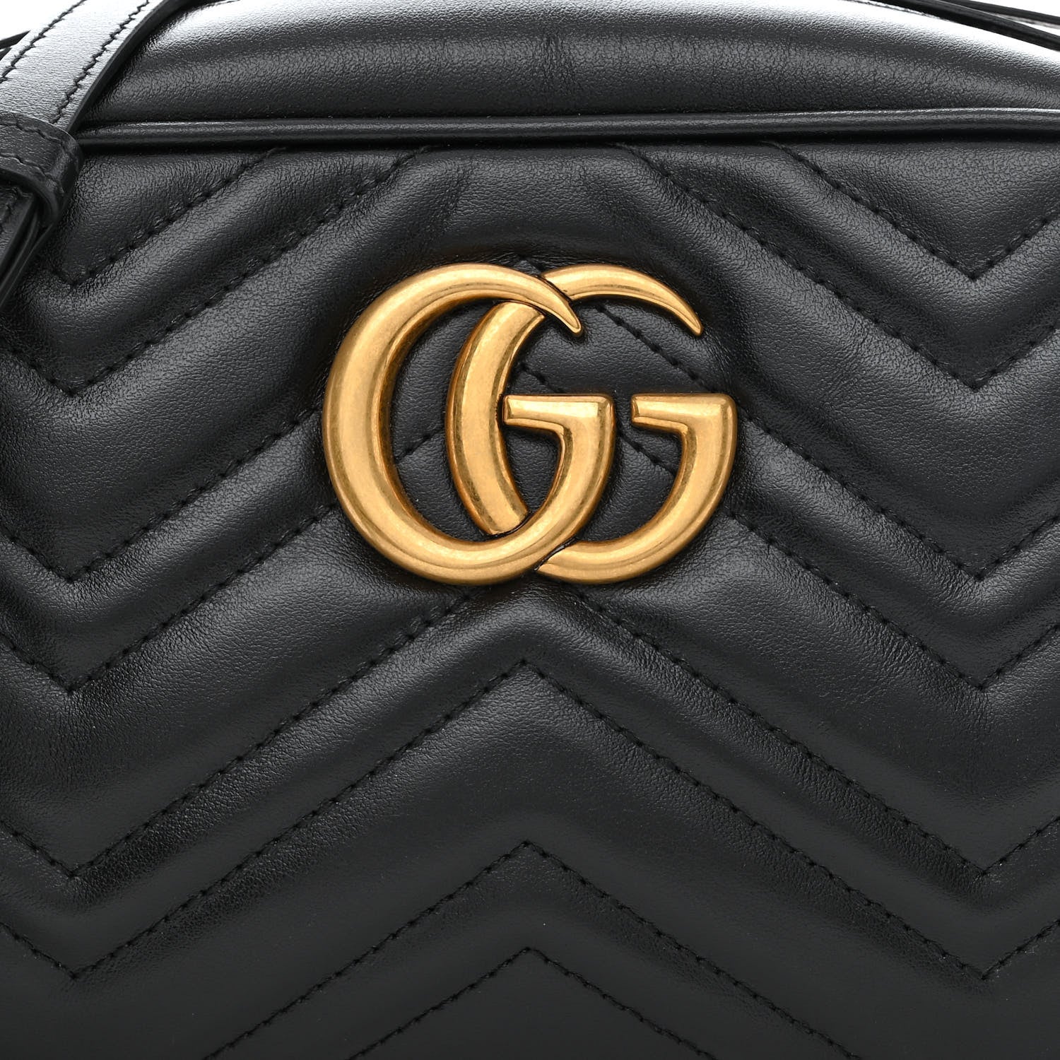 Gucci Calfskin Matelasse Small GG Marmont Chain Shoulder Bag Black 8 of 10