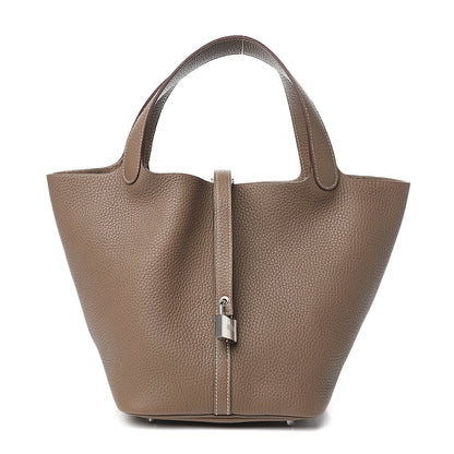 Hermes Taurillon Clemence Picotin Lock 22 MM Etoupe 1 of 10