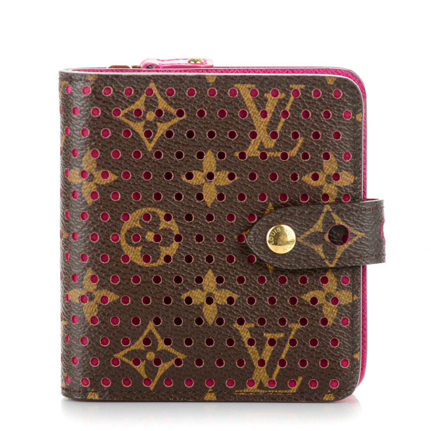 Monogram Perforated Compact Zipped Wallet Fuchsia
