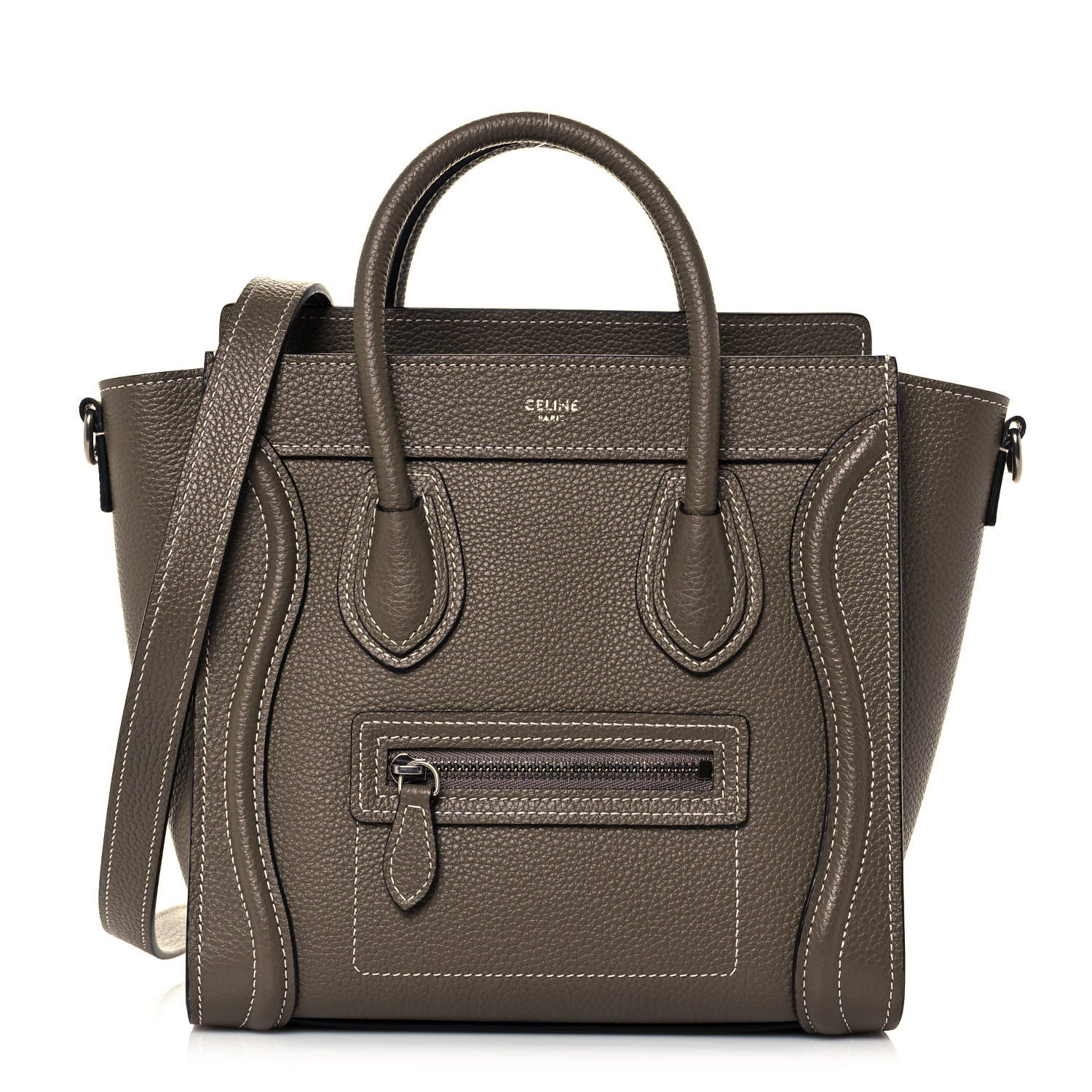 Celine Drummed Calfskin Nano Luggage Souris 1 of 14