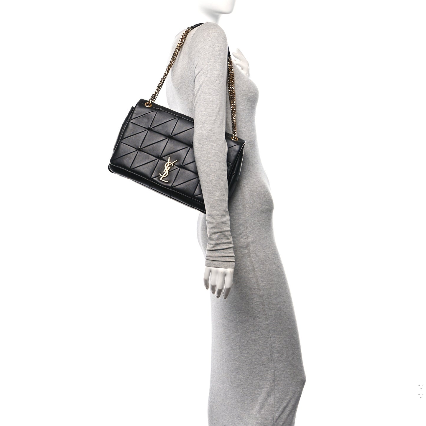 Lambskin Patchwork Monogram Large Jamie Black