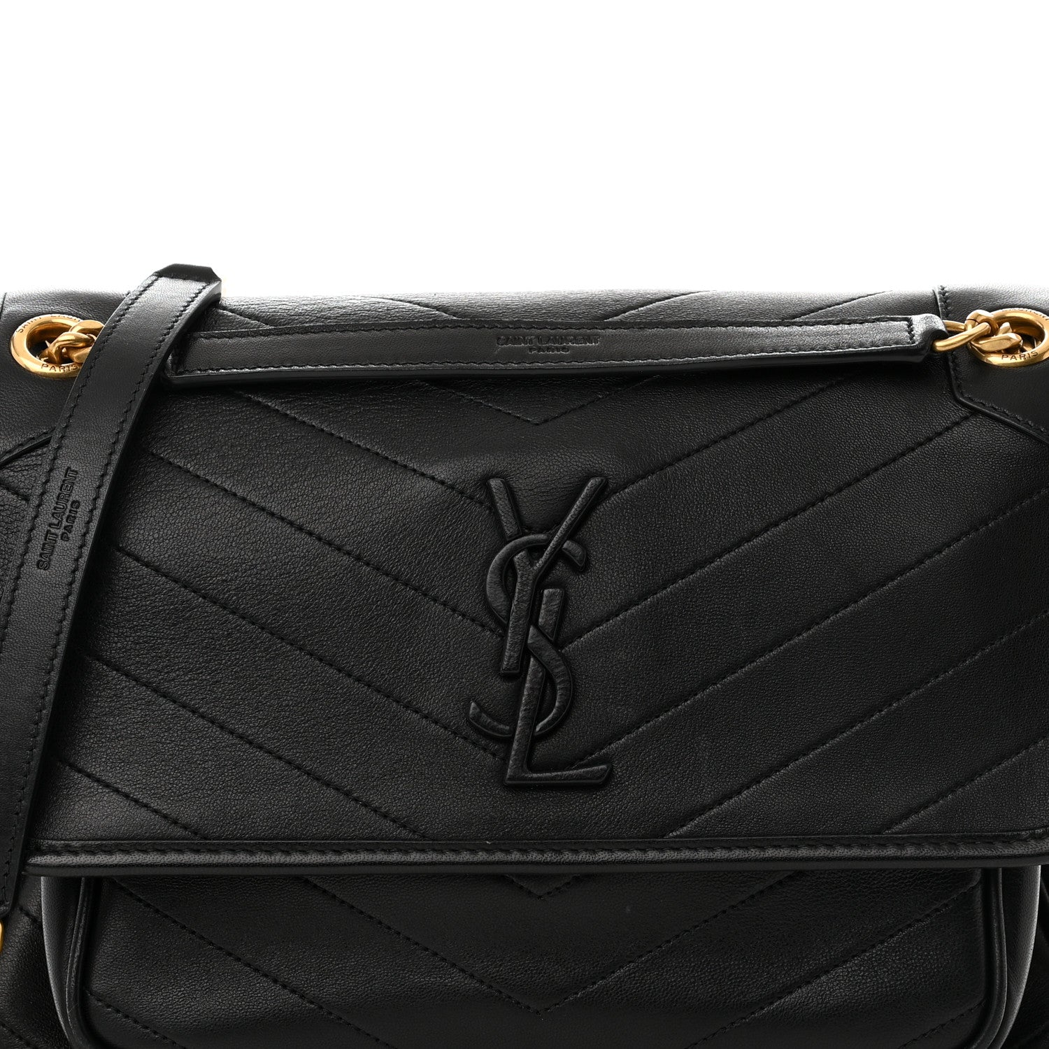 Saint Laurent Lambskin Matelasse Monogram Medium Niki Chain Satchel Black 7 of 9