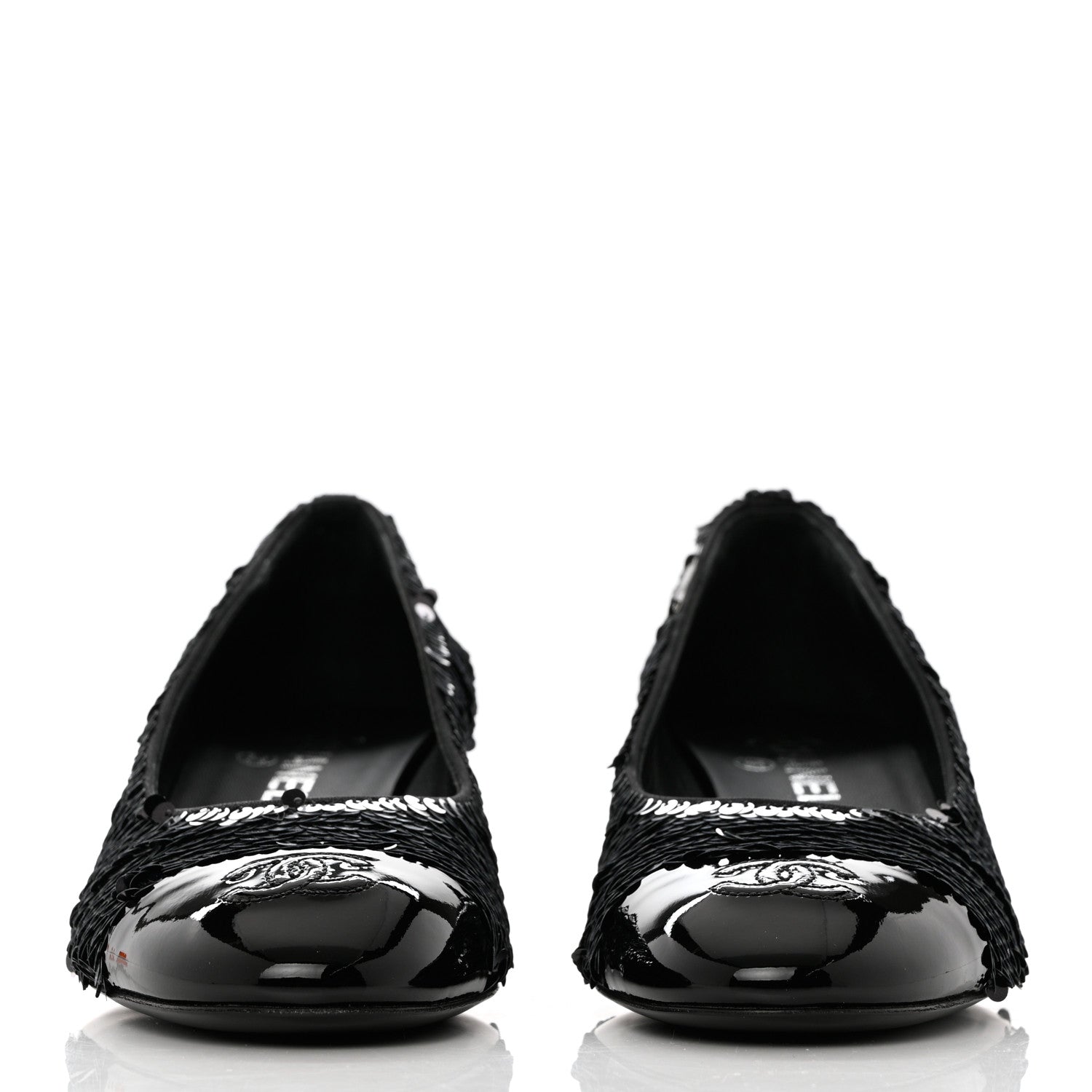 Chanel Sequin Patent Calfskin CC Pumps 40 Black Silver 2 of 10